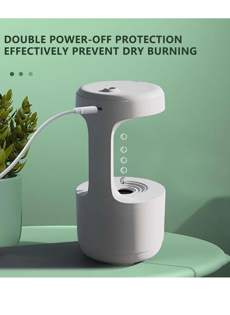 DIGI CORE - Portable Humidifier Aromatherapy Humidifier Essential Oil Diffuser 800ML Air Purifier Humidifier For Bedroom Anti-Gravity Water Drop Backflow With Aromatherapy Essential Oil Diffuser With Led Smart Display Clock White - Image 1