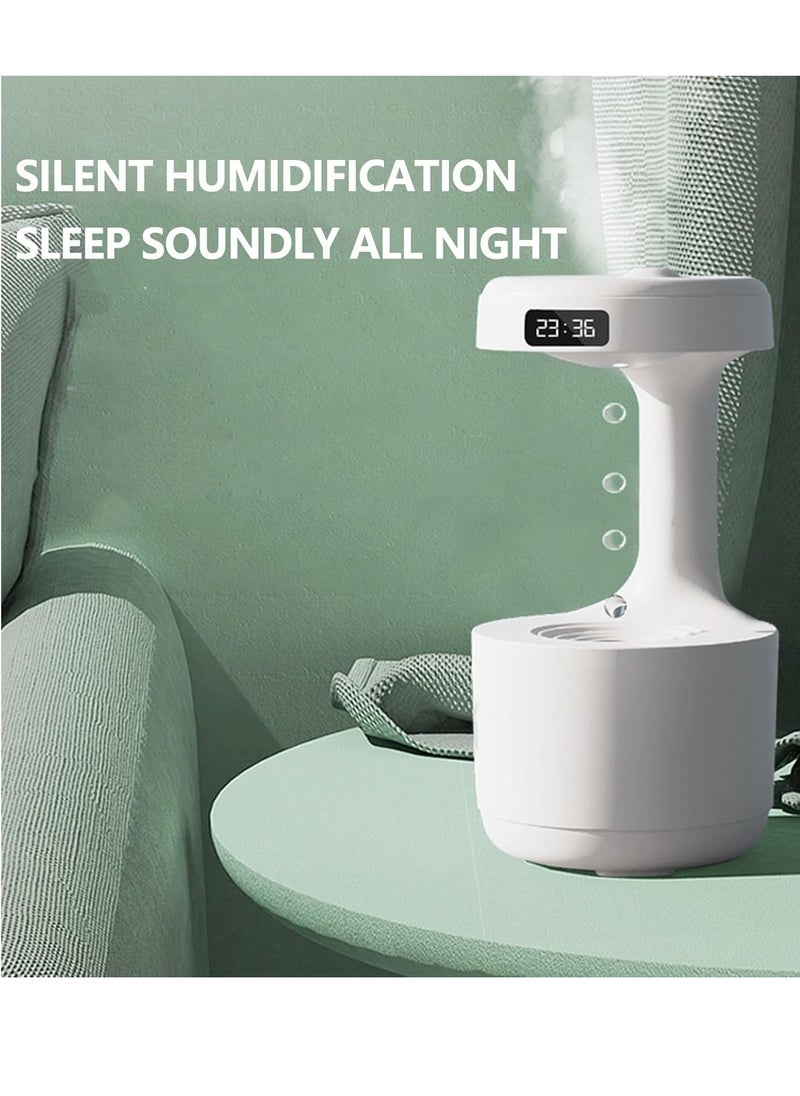 DIGI CORE - Portable Humidifier Aromatherapy Humidifier Essential Oil Diffuser 800ML Air Purifier Humidifier For Bedroom Anti-Gravity Water Drop Backflow With Aromatherapy Essential Oil Diffuser With Led Smart Display Clock White - Image 1