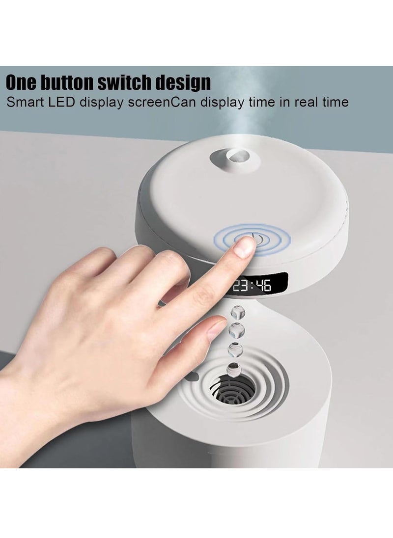 DIGI CORE - Portable Humidifier Aromatherapy Humidifier Essential Oil Diffuser 800ML Air Purifier Humidifier For Bedroom Anti-Gravity Water Drop Backflow With Aromatherapy Essential Oil Diffuser With Led Smart Display Clock White - Image 1