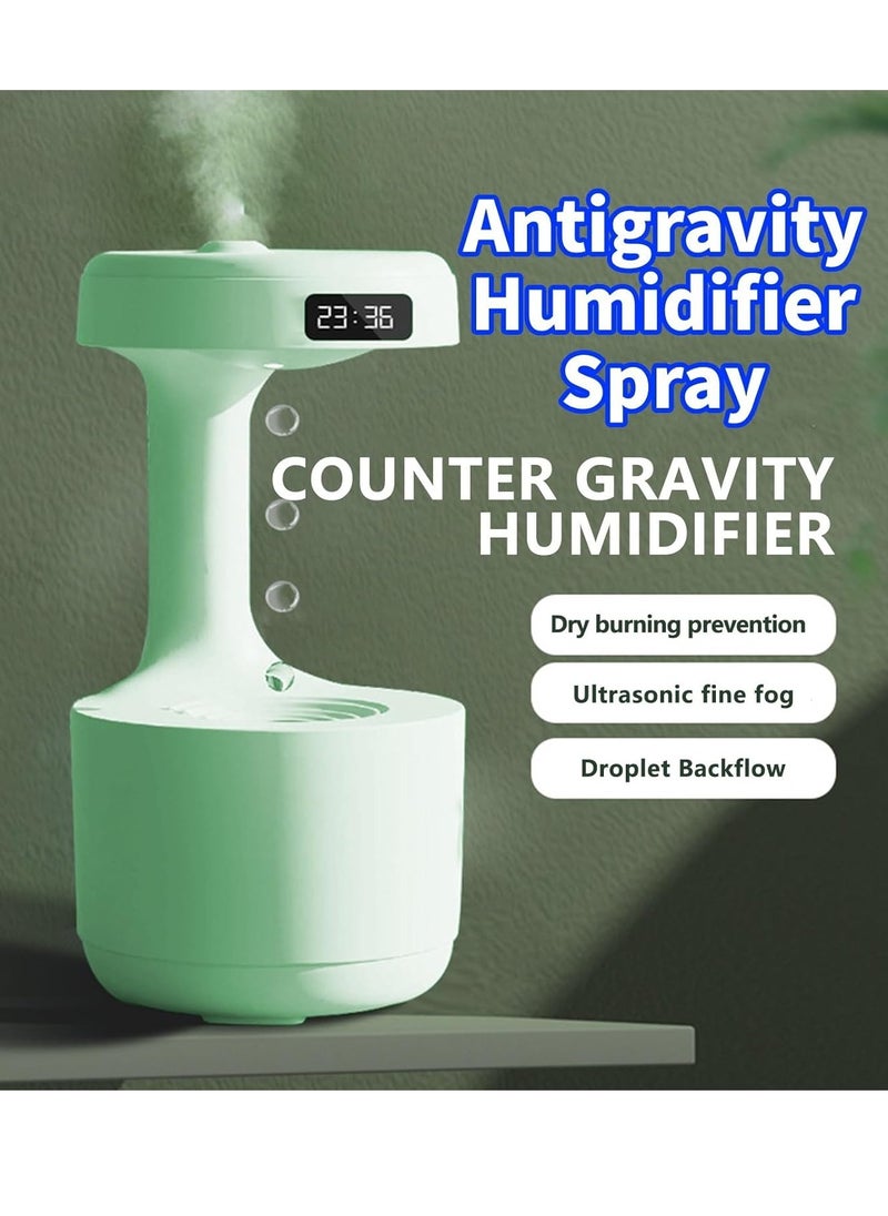 DIGI CORE - Portable Humidifier Aromatherapy Humidifier Essential Oil Diffuser 800ML Air Purifier Humidifier For Bedroom Anti-Gravity Water Drop Backflow With Aromatherapy Essential Oil Diffuser With Led Smart Display Clock White - Image 1