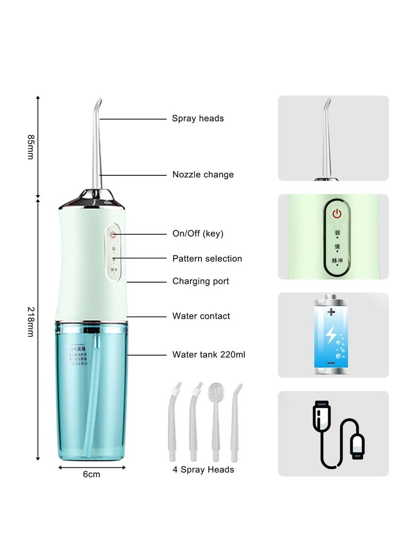general Water-Flosser-Teeth-Cleaner, Portable Rechargeable Waterproof, With 4 Nozzles, 3 Modes Rechargeable Mouth Irrigator, Waterproof Tooth Cleaner, Removable Tank, Suitable For Family Trips - Image 3