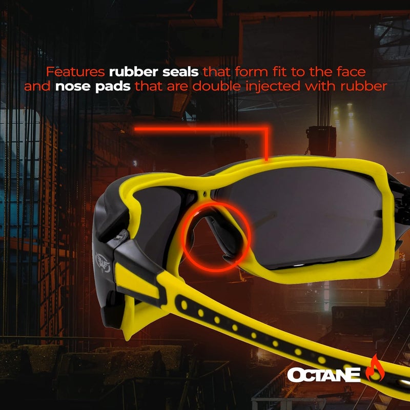 Global Vision Octane Motorcycle Riding Glasses - 3 Pairs with Clear, Smoke & Yellow Lenses - Image 3