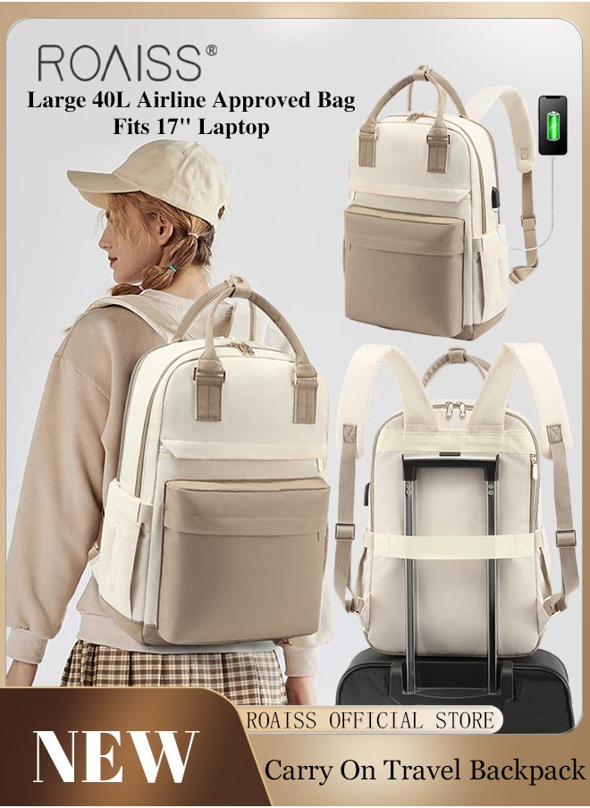 roaiss - Unisex Multifunctional Backpack with Comfortable Back Padding Large Capacity Multiple Compartments Scientific Partitioning Ideal for Short Trips with Trolley Case Fixing Strap and USB Charging - Image 1
