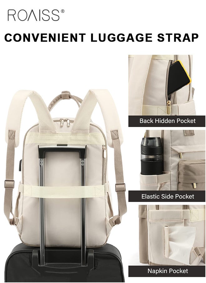 roaiss - Unisex Multifunctional Backpack with Comfortable Back Padding Large Capacity Multiple Compartments Scientific Partitioning Ideal for Short Trips with Trolley Case Fixing Strap and USB Charging - Image 1