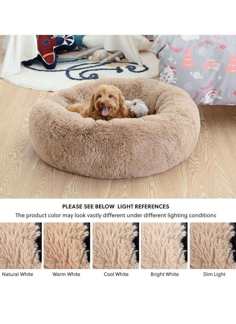 Donut Style Soft Plush Pet Bed Brown 60 x 60cm