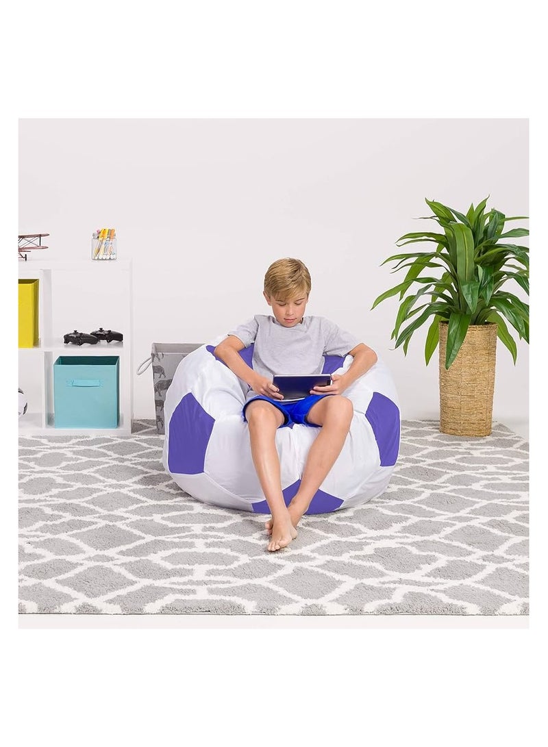 COMFY WHITE & PURPLE CLASSIC FOOTBALL BEAN BAG WITH BOUNCY VIRGIN BEANS FILLING - Image 3