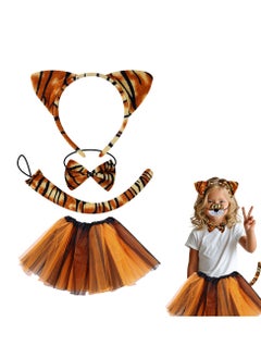 Mordely Girls Tiger Costume Set with Tutu Skirt, Headband, Tail, Bow Tie - Cute Animal Role Play Accessories for Parties & Dress-Up  - Image 1