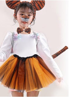 Mordely Girls Tiger Costume Set with Tutu Skirt, Headband, Tail, Bow Tie - Cute Animal Role Play Accessories for Parties & Dress-Up  - Image 3