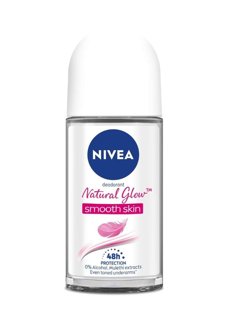 NIVEA Natural Glow Smooth Skin Deodorant Roll On for Women, 50ml (originally Whitening Smooth Skin) - Image 1