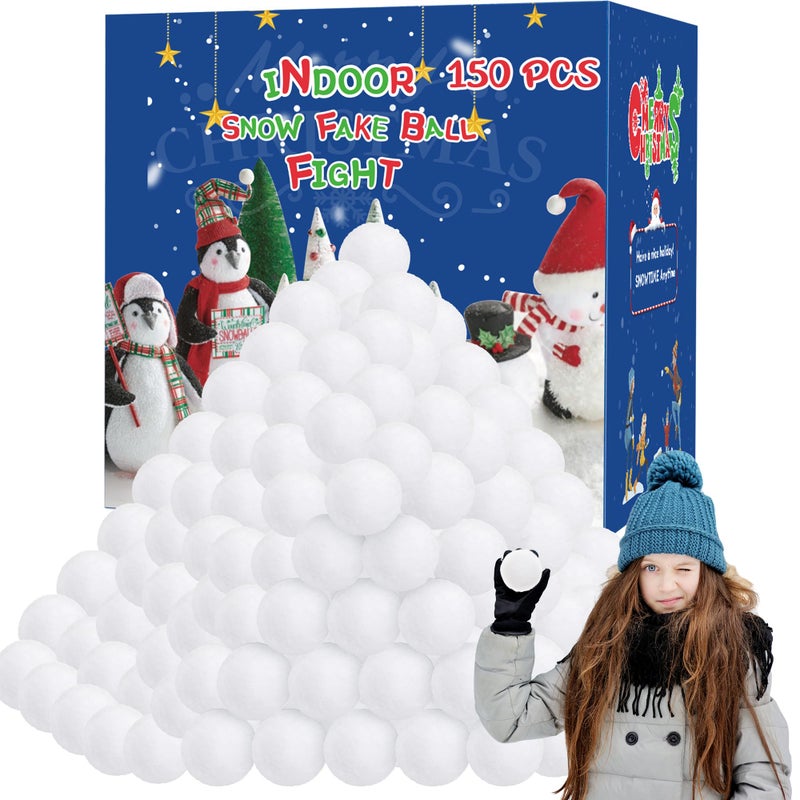 Homiar 150 PCS Snow Toy Balls for Kids Indoor Artificial Snow Kid Toys Balls Indoor Snow Fight Ball Set Snow Fake Balls Party Supplies ParentChild Interactive Throwing Game