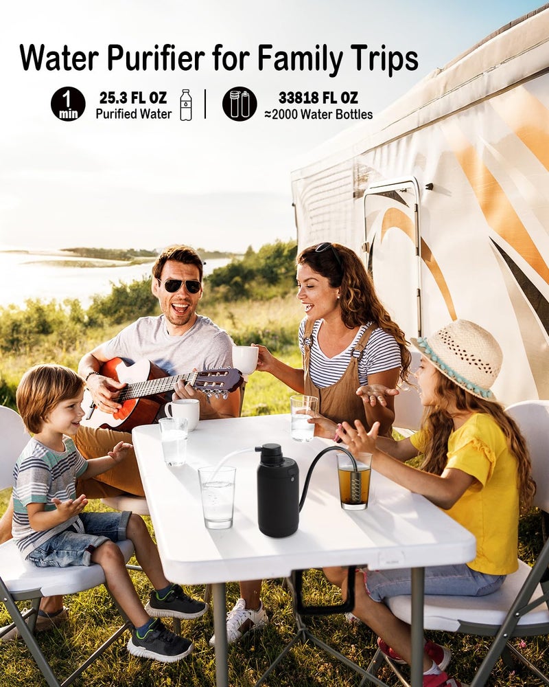 BKLES فلتر مياه للتخييم BKLES – جهاز تنقية مياه محمول كهربائي للبقاء على قيد الحياة، 0.01 ميكرون، نظام ترشيح مياه من 6 مراحل مع إضاءة طوارئ للتنزه، الرحلات، والسفر – BK-2000 - Image 5