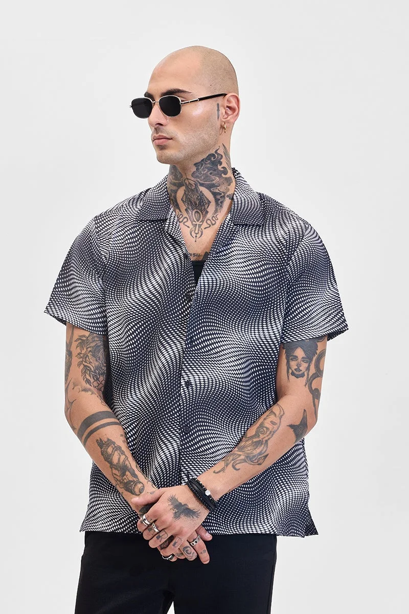 سنيتش قميص رمادي بقصة صندوقية مجردة