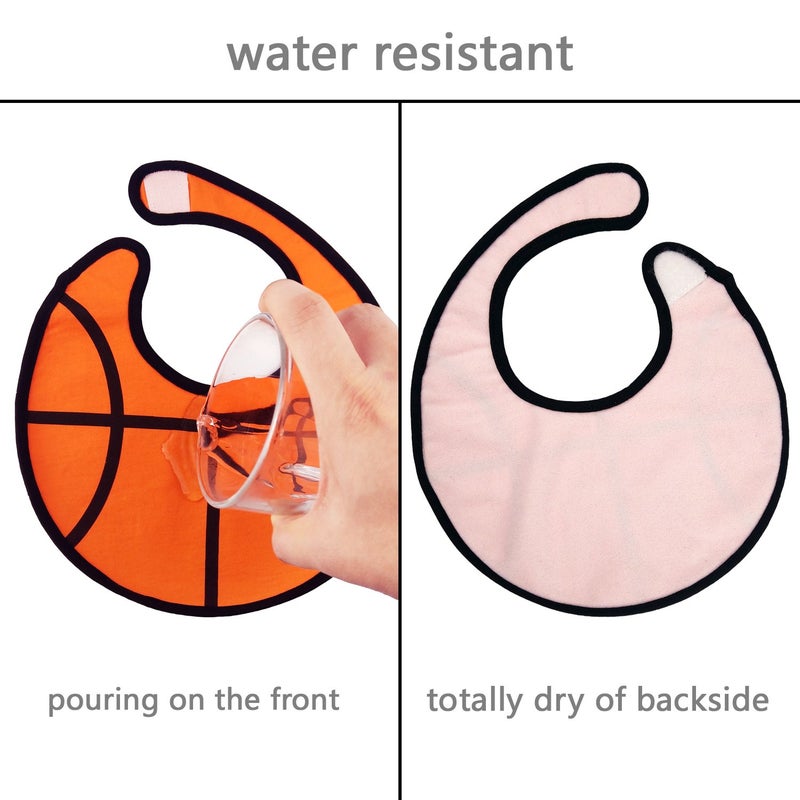 Zebrum Triple Layer Waterproof Baby Boy Sports Bibs,Cotton Front,Plastic Liner,Polyester Fleece Back,Highly Absorbent Drooling Burp Cloths with Snap for 6-36 Months Boys Girls for Baby Shower( Basketball) - Image 3