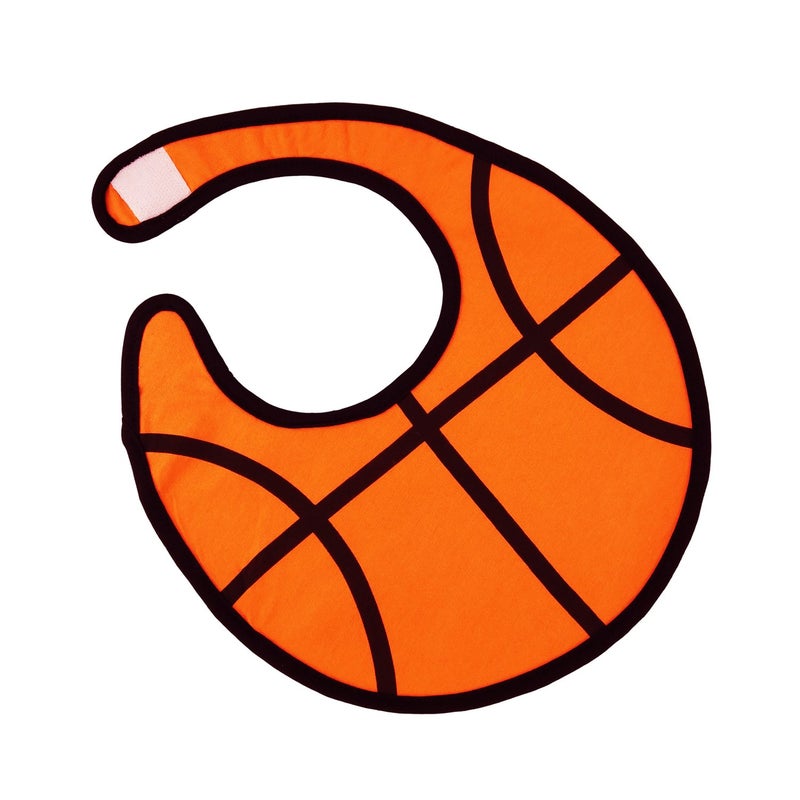 Zebrum Triple Layer Waterproof Baby Boy Sports Bibs,Cotton Front,Plastic Liner,Polyester Fleece Back,Highly Absorbent Drooling Burp Cloths with Snap for 6-36 Months Boys Girls for Baby Shower( Basketball) - Image 1