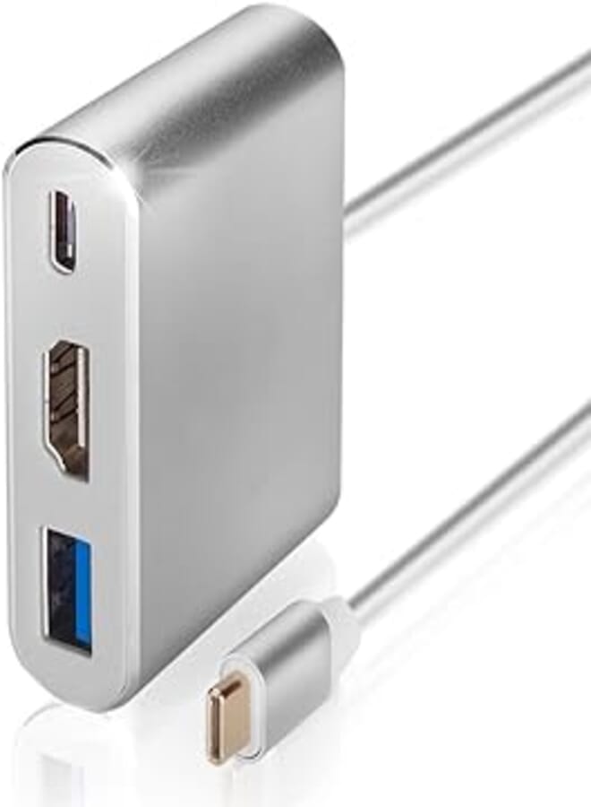 MICROWARE USB-C Digital AV Multiport Adapter, USB 3.1 Type-C to HDMI Adapter, USB 3.0 HUB with 1 Charging Port, for The New MacBook, Chromebook Pixel with Aluminium Case