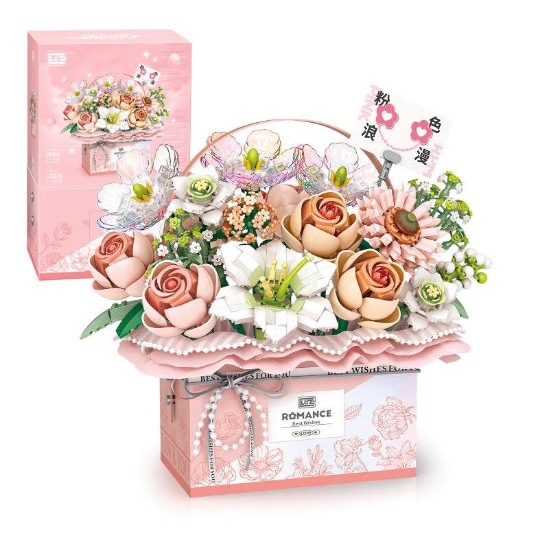 MEIEST Flower Bouquet Building Blocks Model SetSimulation Artificial Rose Handheld Gift BoxBonsai Plant Building Bricks ToysHome Decor Fantasy Pink - Image 4