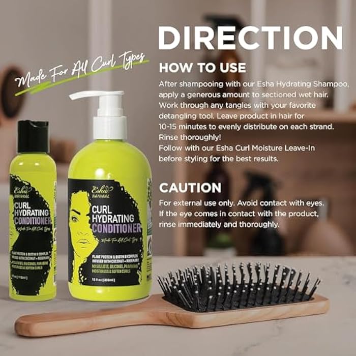 Esha Girl Natural – Curl Hydrating Conditioner - Moisturize 3C & 4C Curls with Coconut & Rosemary Oils, Biotin - Tropical Fruit Scent (12 Oz.) - Image 4