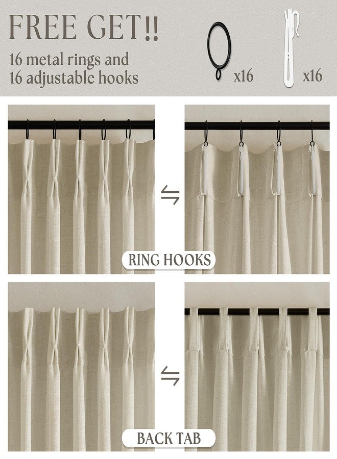TWODRAPES Linen Flax 102 Inch Curtains Pinch Pleated Linen Curtains 2 Panels for Living Room Bedroom Memory Training Semi Sheer Pinch Pleat Farmhouse Beige Drapes Back Tab Light Filtering Window Curtain 40x102 - Image 5