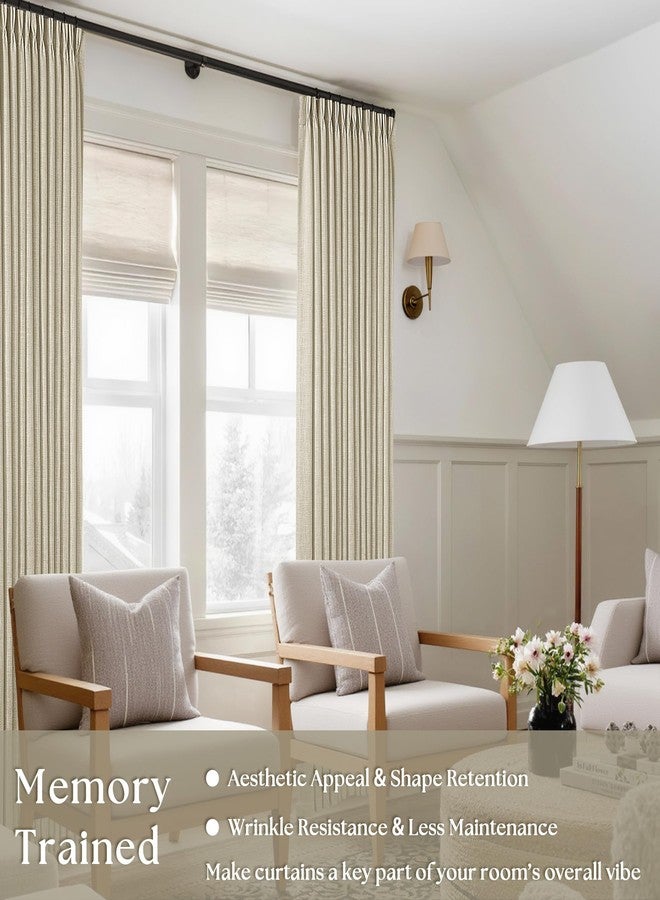 TWODRAPES Linen Flax 102 Inch Curtains Pinch Pleated Linen Curtains 2 Panels for Living Room Bedroom Memory Training Semi Sheer Pinch Pleat Farmhouse Beige Drapes Back Tab Light Filtering Window Curtain 40x102 - Image 2