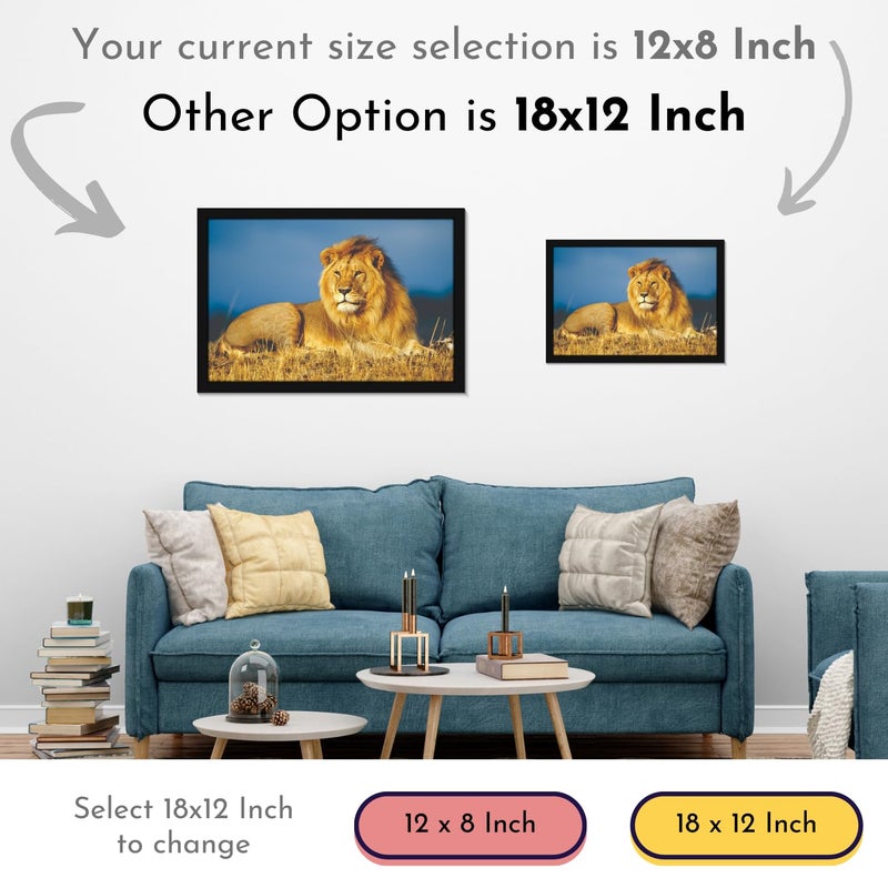 Mad Masters Mad Masters Lion Wild Animal Painting Aesthetic Hanging Photo Frame Decorative Item Home Decoration and Wall Decor for Living Room and Bedroom MM 2416 8x12 Inch Canvas With Plexi Glass  - Image 3