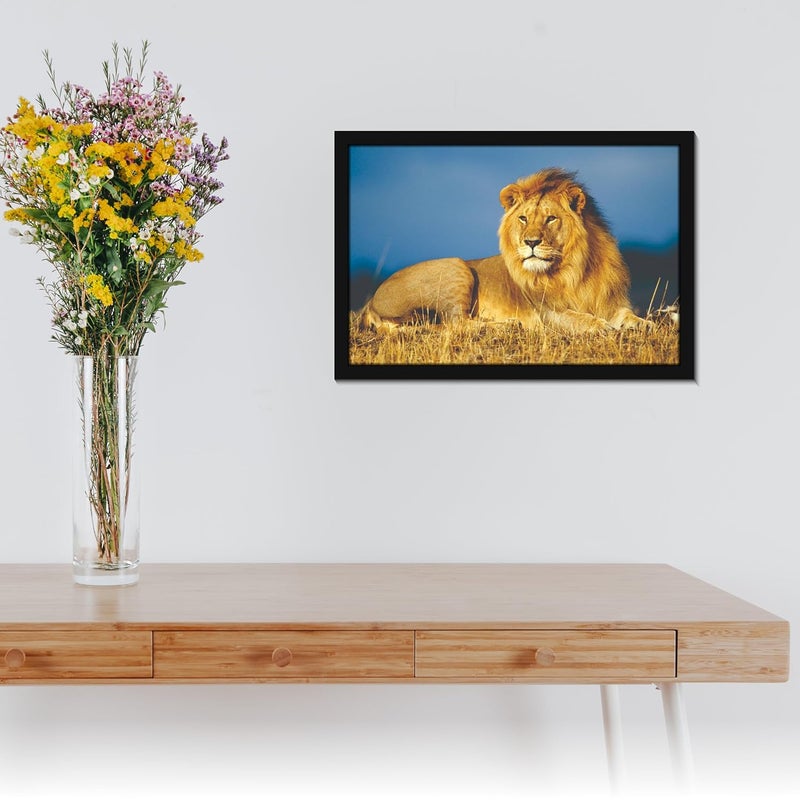 Mad Masters Mad Masters Lion Wild Animal Painting Aesthetic Hanging Photo Frame Decorative Item Home Decoration and Wall Decor for Living Room and Bedroom MM 2416 8x12 Inch Canvas With Plexi Glass  - Image 5