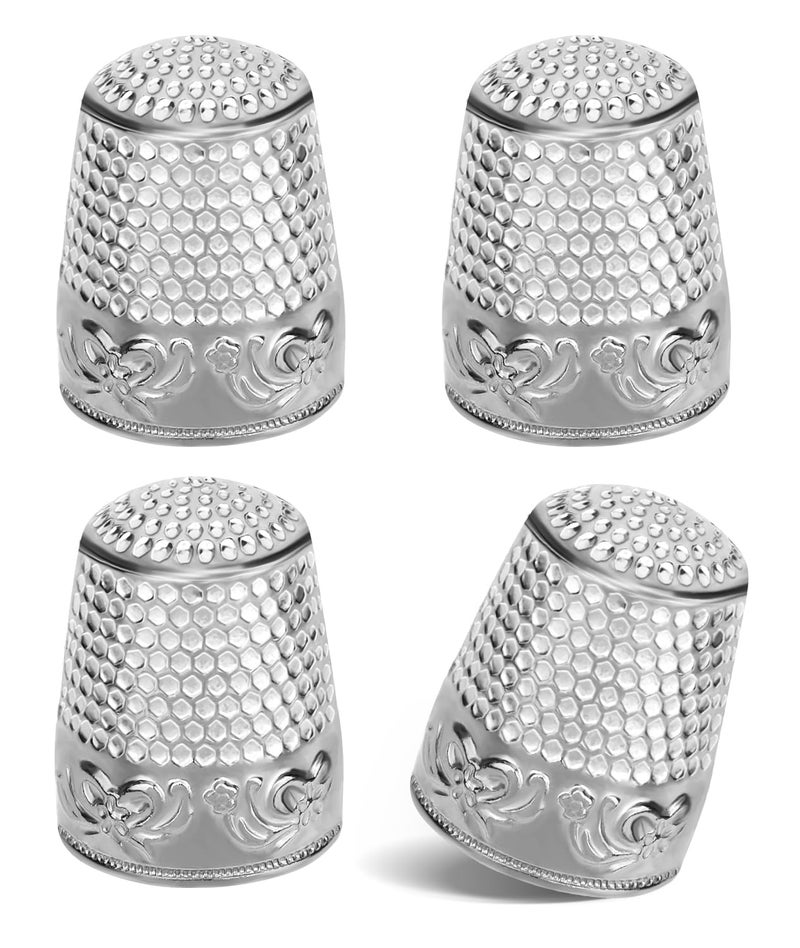 ZMAAGG 4PCS Sewing Thimbles for Hand Sewing, Metal Finger Protector, Quilting Craft Accessories for Knitting Needlework DIY Tools - Image 1