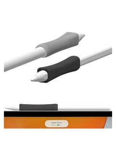 Grip Designed for Apple Pencil 2nd Generation/Apple Pen USB-C, 2 PCS Premium Silicone Multifunctional Grip for iPad Pencil Stylus Pen (Black,Gray)