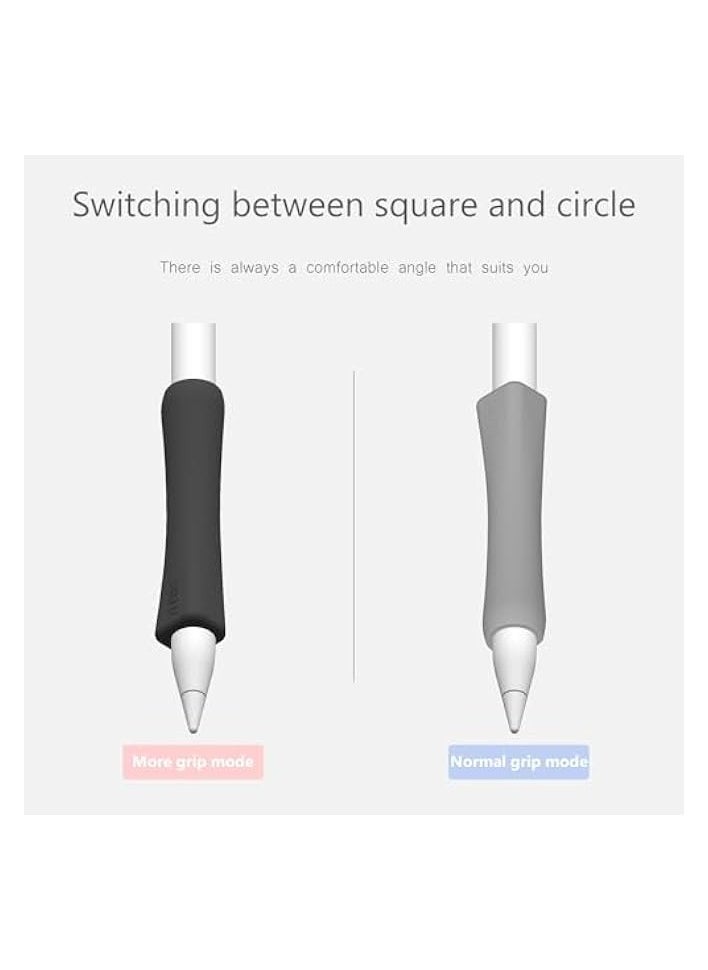 PROMASS - Grip Designed for Apple Pencil 2nd Generation/Apple Pen USB-C, 2 PCS Premium Silicone Multifunctional Grip for iPad Pencil Stylus Pen (Black,Gray) - Image 1