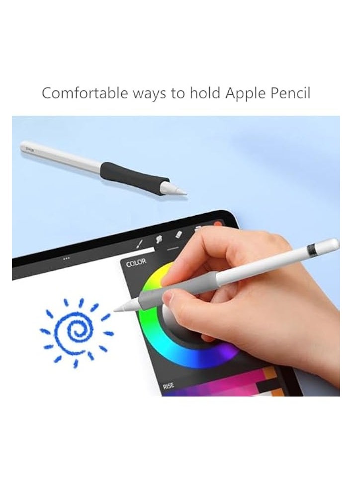 PROMASS - Grip Designed for Apple Pencil 2nd Generation/Apple Pen USB-C, 2 PCS Premium Silicone Multifunctional Grip for iPad Pencil Stylus Pen (Black,Gray) - Image 1