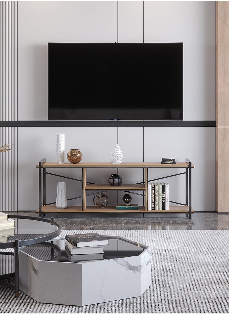 DANTA HOME TV Table With A Beautiful And Modern Design, Made Of Wood And Metal Legs, 120x30x45 - Brown  - Image 2