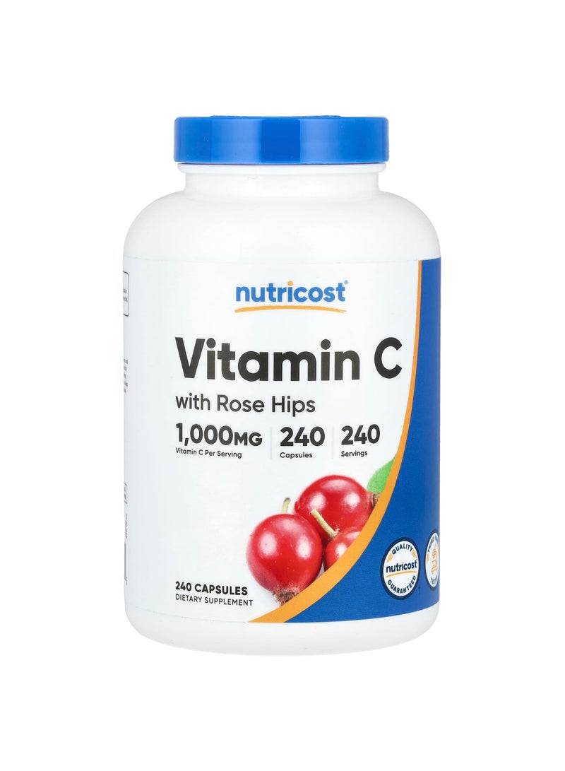 Nutricost Vitamin C with Rose Hips, 1,000 mg, 240 Capsules