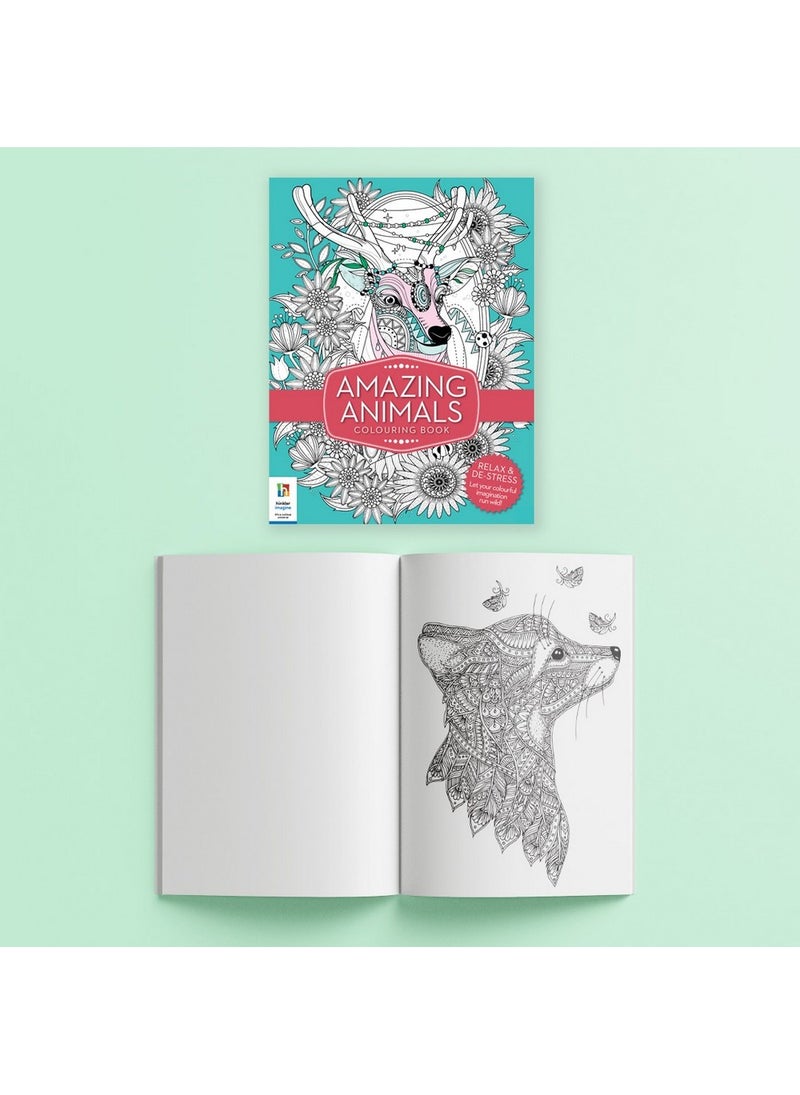 Hinkler Art Maker Ultimate Colouring Carry Case include 20-Coloured Artists Pencil, 10 Coloured Markers, Over 90 IMages, Amazing Animals Edition, a Complete Colouring Set for Kids - Image 5