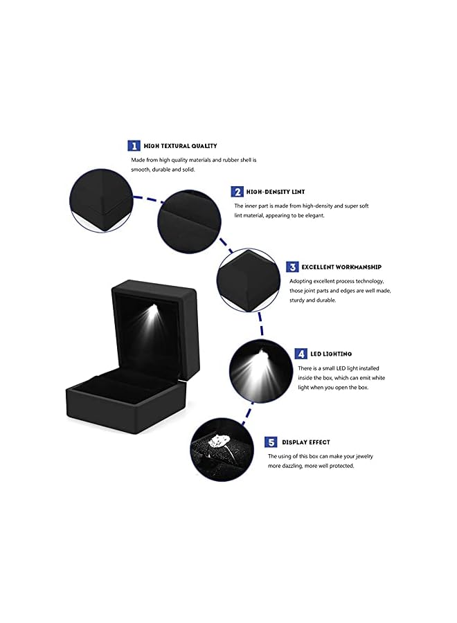 The Bros Engagement Ring LED Light Ring Box Jewelry Gift Box (Black)  - Image 5