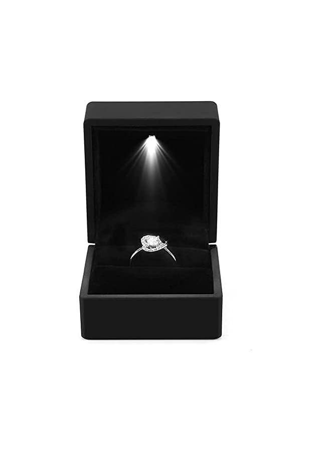 The Bros Engagement Ring LED Light Ring Box Jewelry Gift Box (Black)  - Image 2