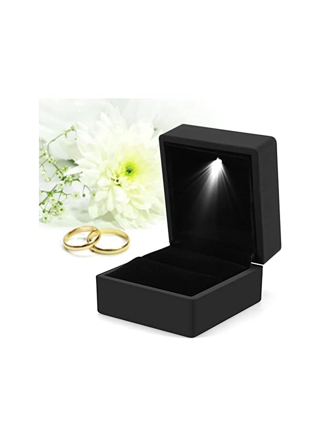 The Bros Engagement Ring LED Light Ring Box Jewelry Gift Box (Black)  - Image 4