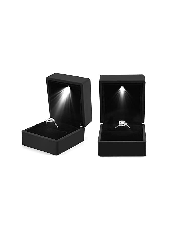 The Bros Engagement Ring LED Light Ring Box Jewelry Gift Box (Black)  - Image 3