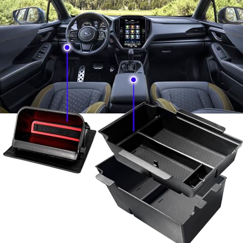 XXCIWP 2Pack 2025 Crosstrek Center Console Organizer & Fuse Box Coin Container Storage Tray for 2024 2025 2026 Subaru Crosstrek Hybrid Armrest Storage Box Crosstrek 2025 Accessories Storage Box Double Layer - Image 5