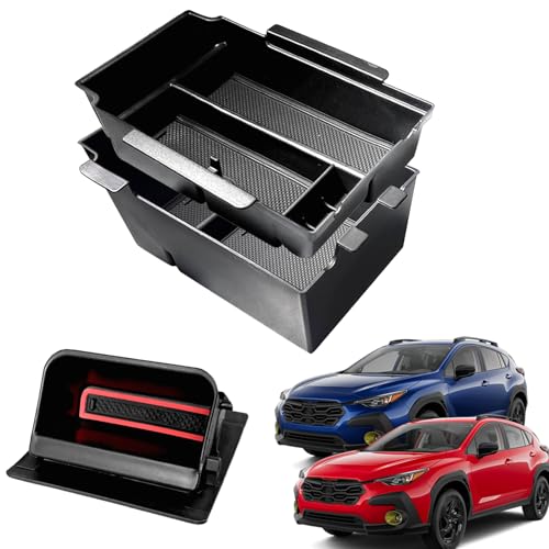 XXCIWP 2Pack 2025 Crosstrek Center Console Organizer & Fuse Box Coin Container Storage Tray for 2024 2025 2026 Subaru Crosstrek Hybrid Armrest Storage Box Crosstrek 2025 Accessories Storage Box Double Layer - Image 1