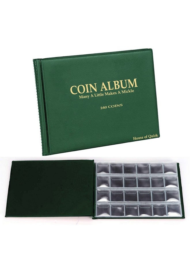 HOUSE OF QUIRK House of Quirk 240 Pockets Coin Holder Collection Coin Storage Album Book for Collectors, Money Penny Pocket (Green)  - Image 2