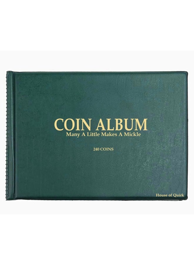 HOUSE OF QUIRK House of Quirk 240 Pockets Coin Holder Collection Coin Storage Album Book for Collectors, Money Penny Pocket (Green)  - Image 1
