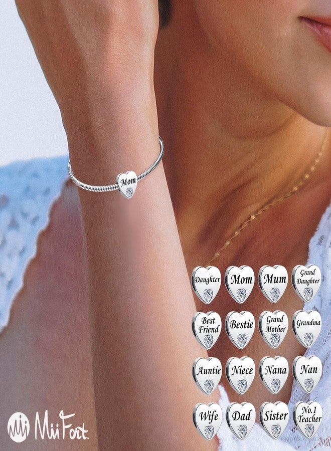 MiiFort Bestie Clear Love Heart Charm fit Pandora Charms Bracelets Birthday Beads for Women Always on My Mind Forever In My Heart Stainless Steel - Image 5