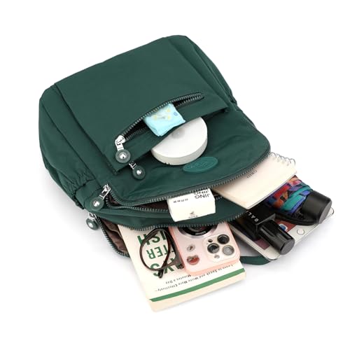 Tanweibago Mini Nylon Women Backpacks,11L Small Ladies backpacks Casual Lightweight Women Shopping Travel Daypack (Dark Green) - Image 2