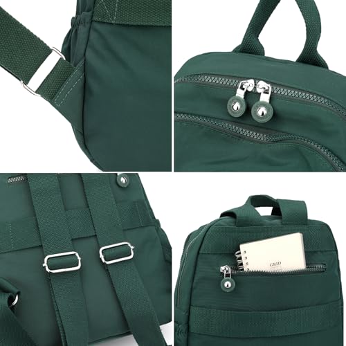 Tanweibago Mini Nylon Women Backpacks,11L Small Ladies backpacks Casual Lightweight Women Shopping Travel Daypack (Dark Green) - Image 4