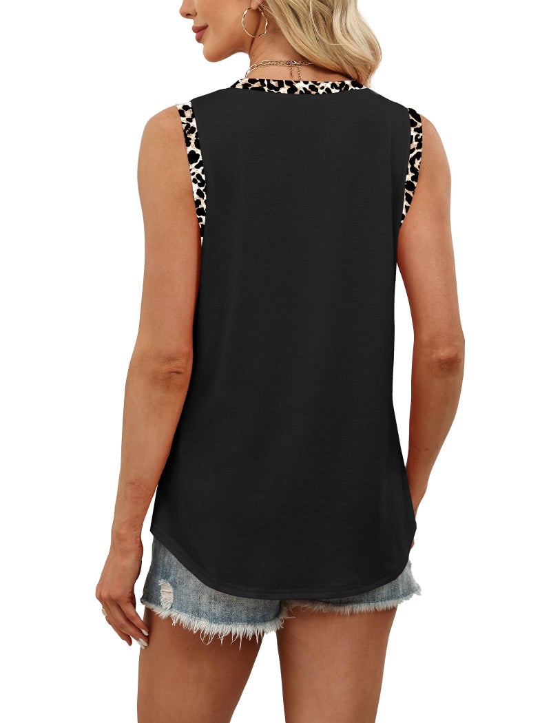 SAMPEEL Tank Tops for Women Trendy Black Boho Tops Spring Fashion Clothing Beach Vacation Clothes Cruise Summer Outfits 2026 Travel Leopard M - Image 5