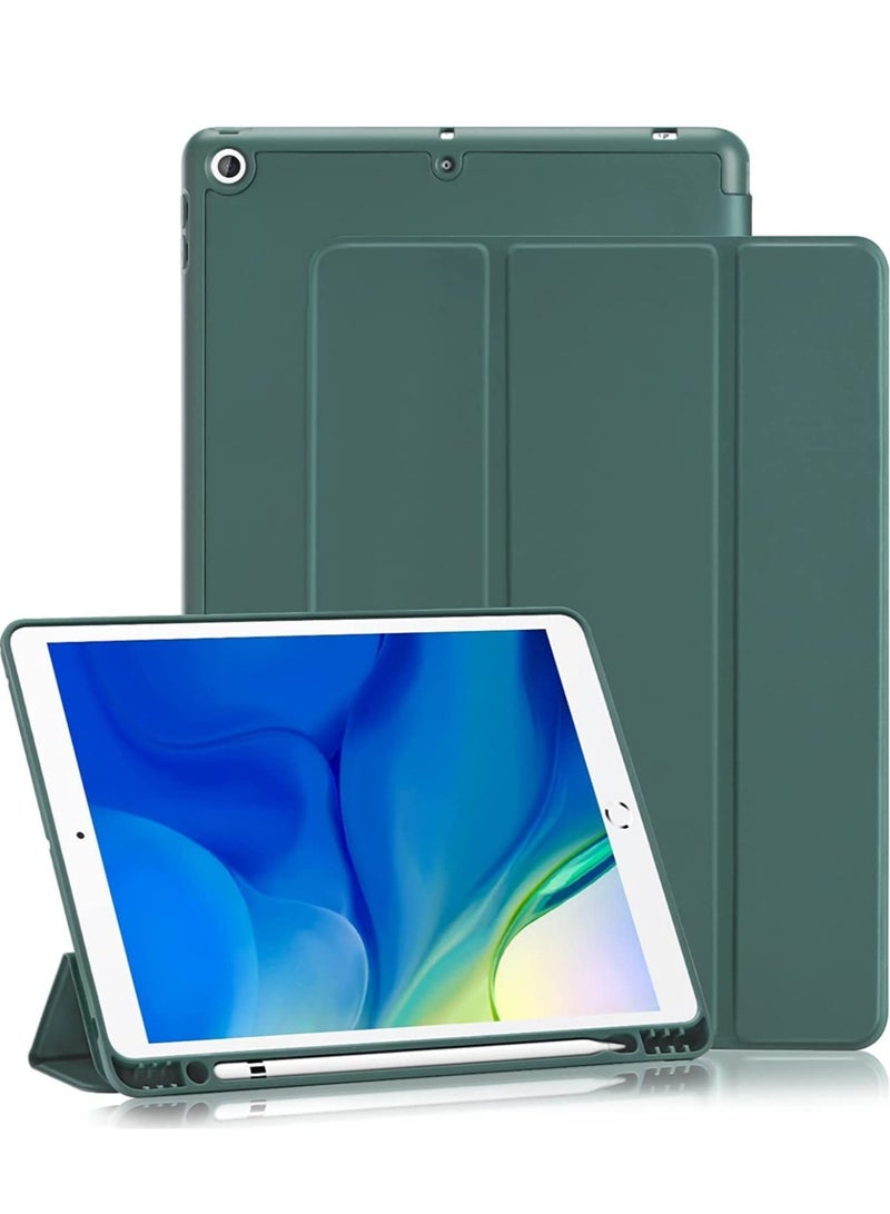 iPad 9th/8th/7th Generation case (2021/2020/2019) iPad 10.2-Inch Case with Pencil Holder [Sleep/Wake] Slim Soft TPU Back Smart Magnetic Stand Protective Cover Cases (Dark Green) - Image 1