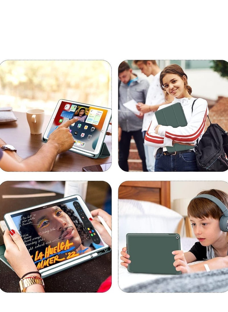 iPad 9th/8th/7th Generation case (2021/2020/2019) iPad 10.2-Inch Case with Pencil Holder [Sleep/Wake] Slim Soft TPU Back Smart Magnetic Stand Protective Cover Cases (Dark Green) - Image 5