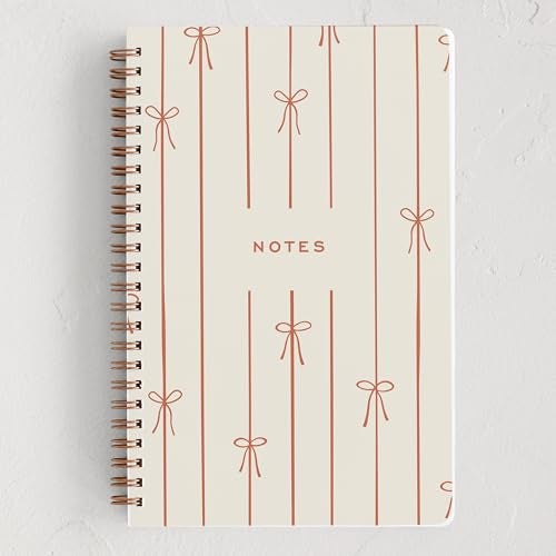 Minted Red Bow Notebook, Writing Journal for Notes & Journaling, Durable Acrylic Free Cover, Modern, Colorful & Simple Spiral Bound Journal Notebook with 80 Lined Pages, 5.5" x 8.5" - Image 1