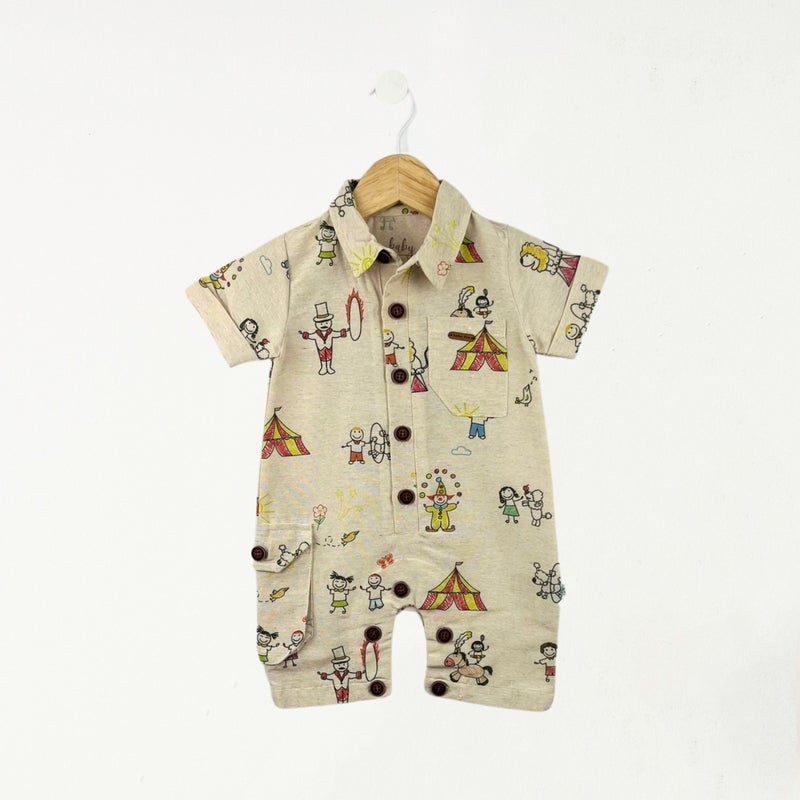 FOR MY BABY Baby Fou Tent Print Short Sleeve Jumpsuit - Image 1