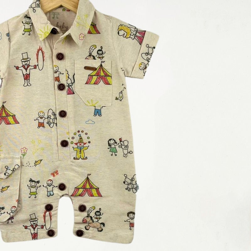 FOR MY BABY Baby Fou Tent Print Short Sleeve Jumpsuit - Image 2