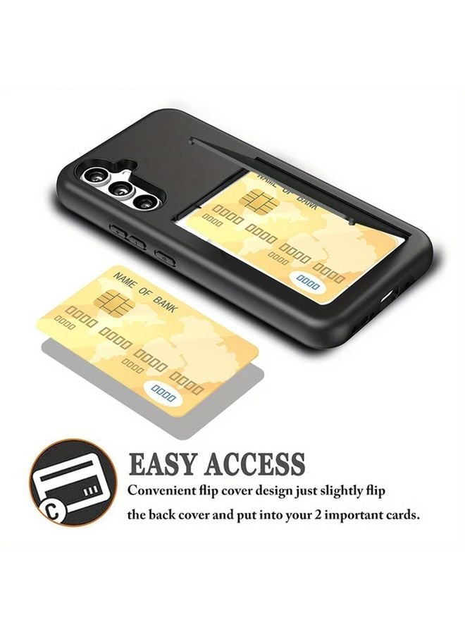 Black Flip Card Wallet Case For Samsung Galaxy S25 Shockproof Protective Cover - Image 4
